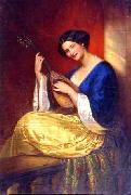 Julie Wilhelmine Hagen-Schwarz Mandoline player oil painting artist